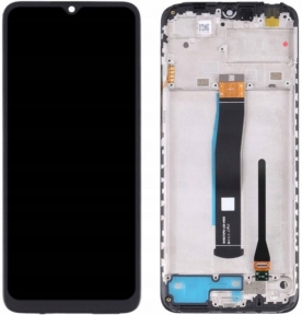 Дисплей Xiaomi Redmi 10C з сенсорним склом,з рамкою,чорний, Сервісний оригінал