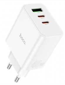 Мережевий зарядний пристрій Hoco C126A USB/ 2 Type-C PD 40W белое